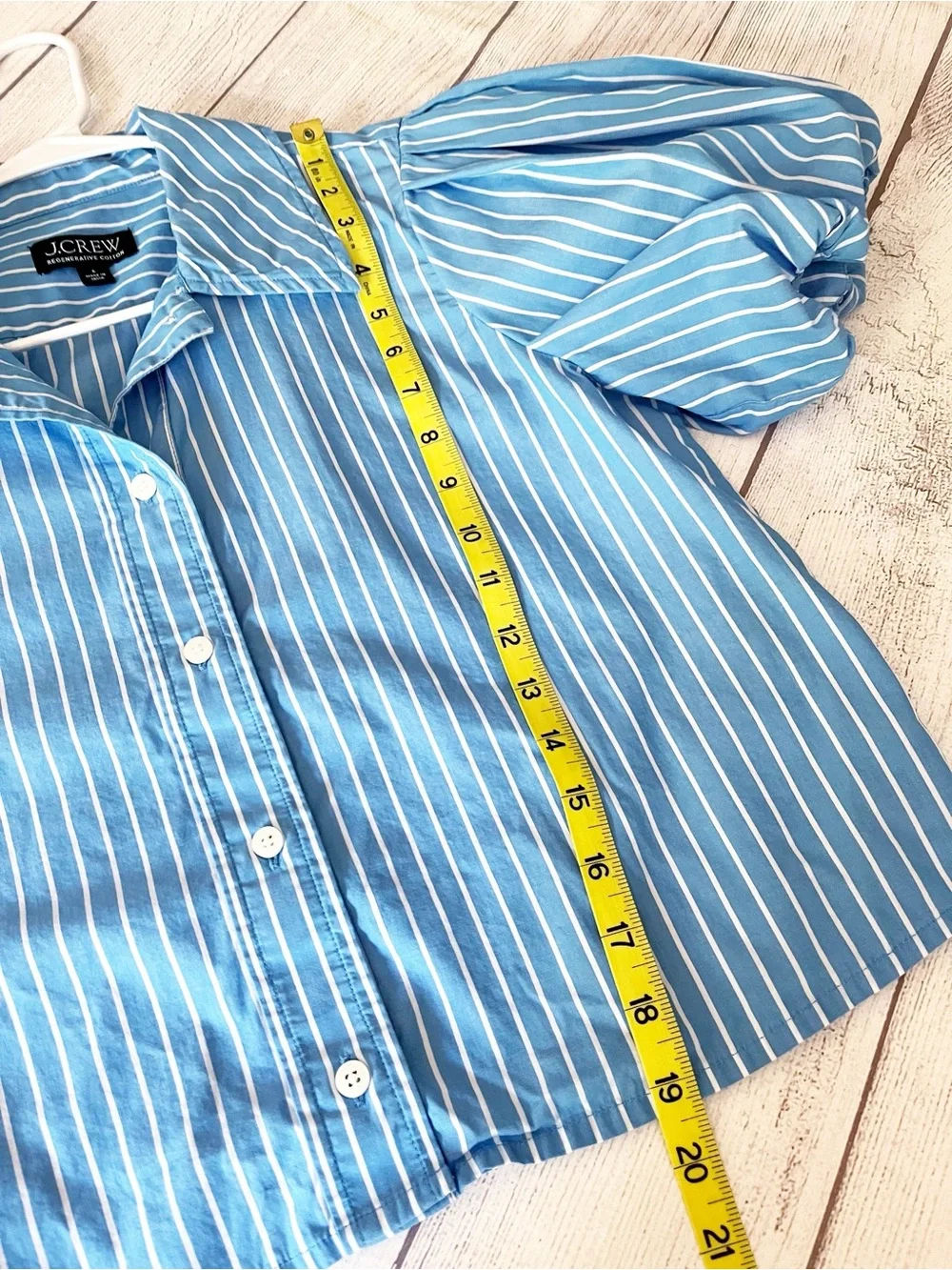 J Crew blue puffy sleeve button-down shirt